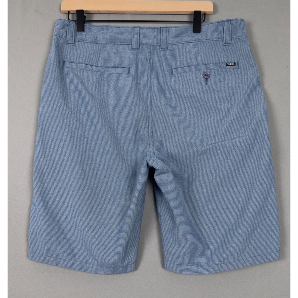 O'Neill Mens Hybrid Chino Golf Shorts Blue Micro Stripe Size 33 Stretch - Picture 2 of 11